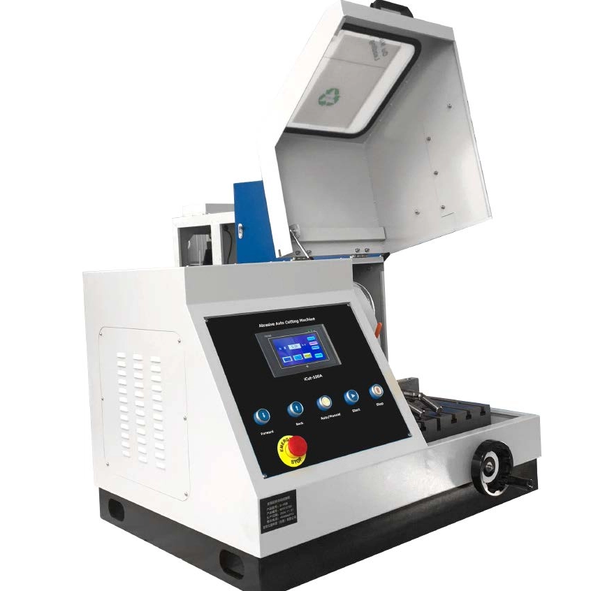 Macchina da taglio metallografica con touch screen da 10 pollici e allineamento laser